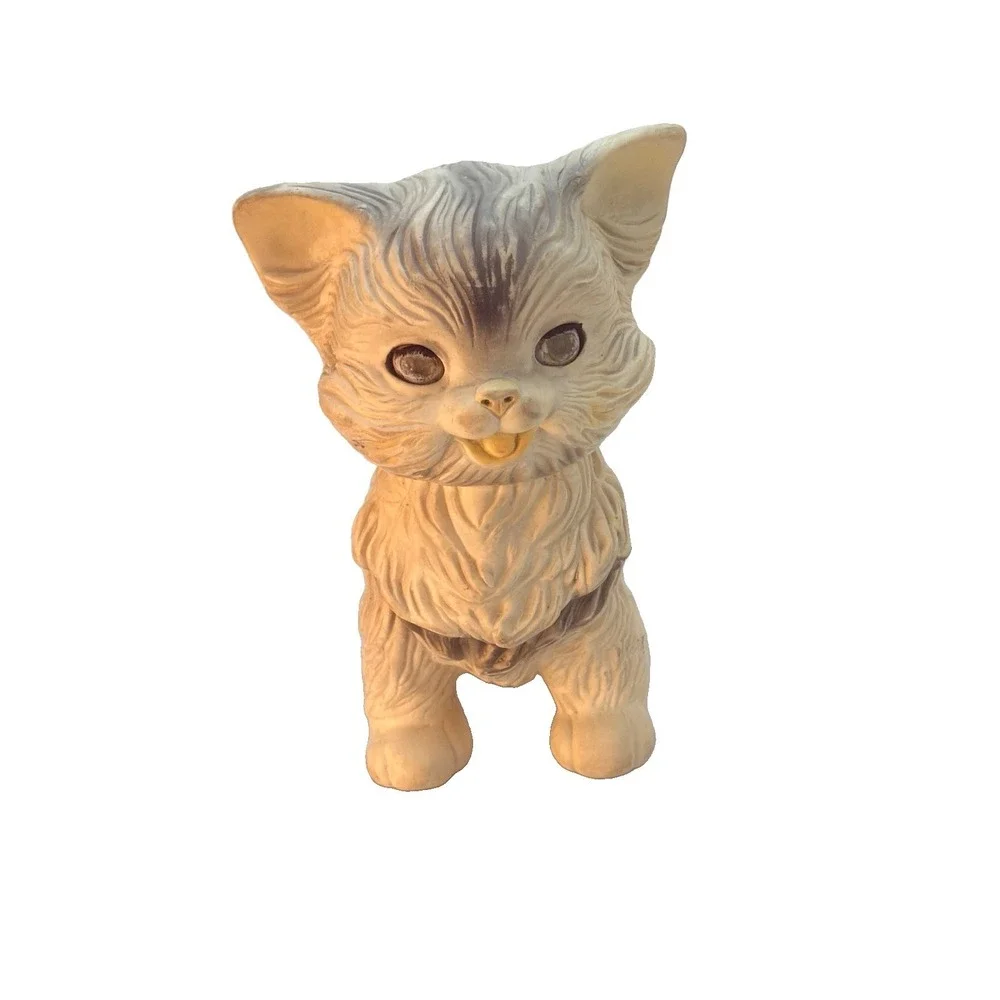 Edward Mobley - Vintage 1960's Rubber Cat Blinking Sleepy Eyes Squeak Toy 9